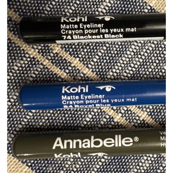Annabelle Master Volume Mascara & 3 Kohl Matte Eyeliner Black Blue Olive Green - Picture 2 of 7